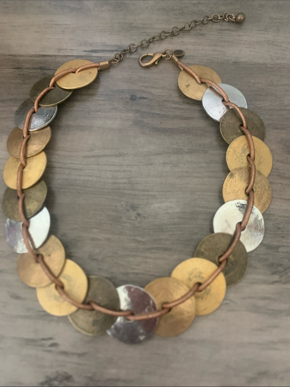 Chico's Mixed Metal Disc Necklace - Gold & Silver